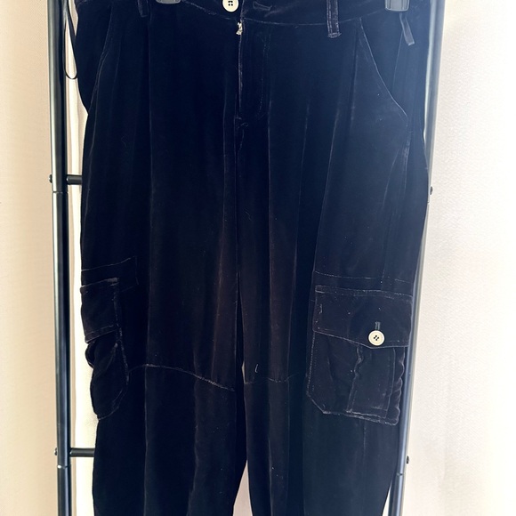 Black Velvet Cargo Pants - Picture 4 of 4